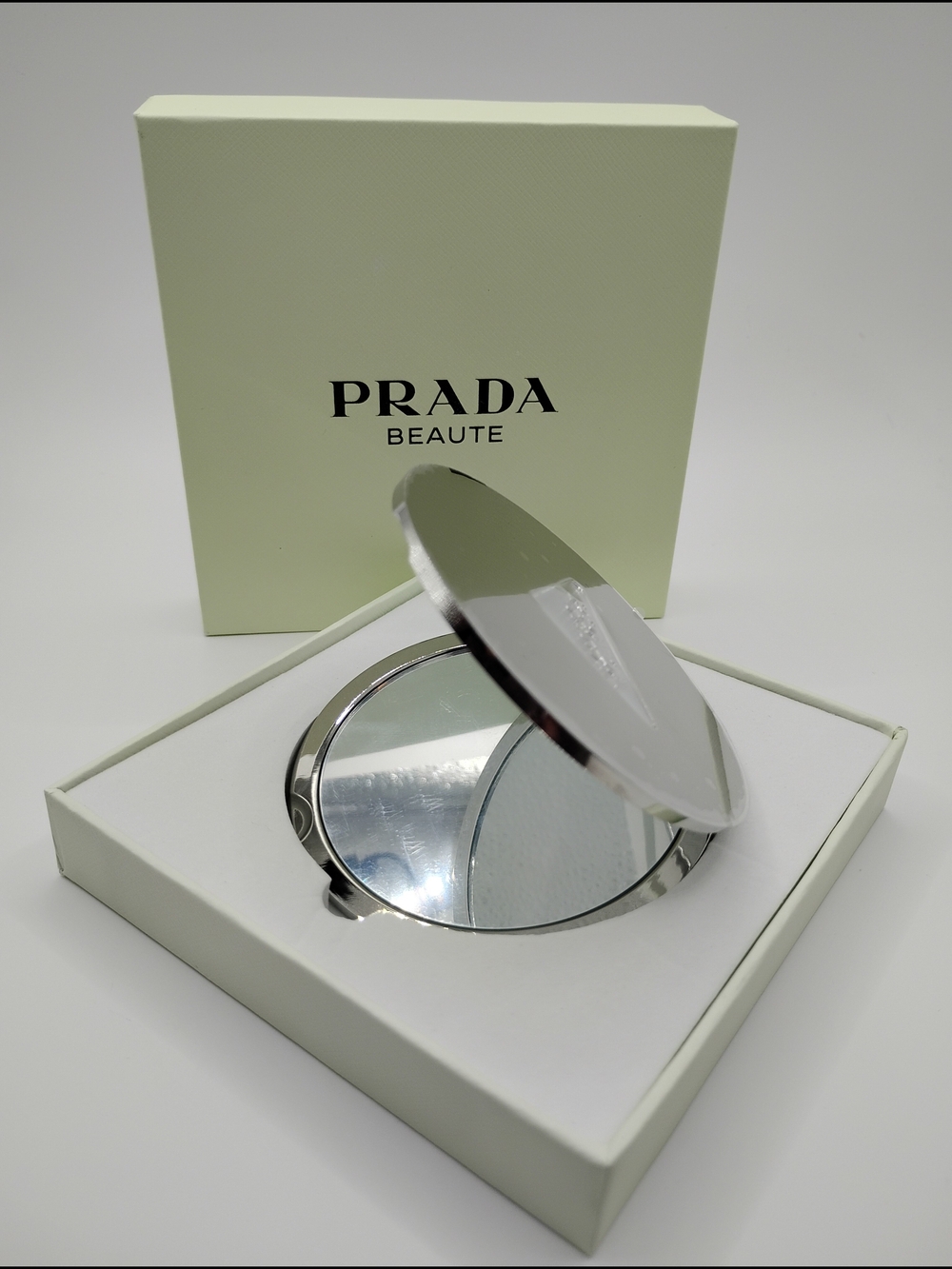 Prada Silver Compact Mirror BRAND NEW WITH THE BOX - Picture 2 of 7